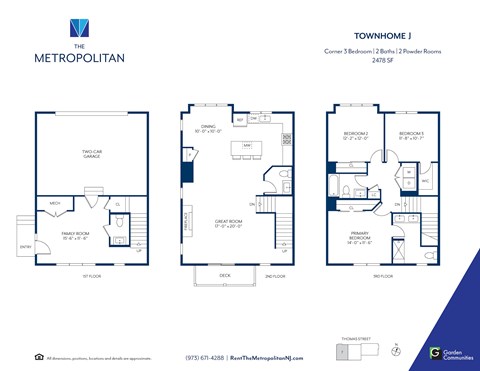 Floor plan for 3 beds, 4 baths, 2478 sqft